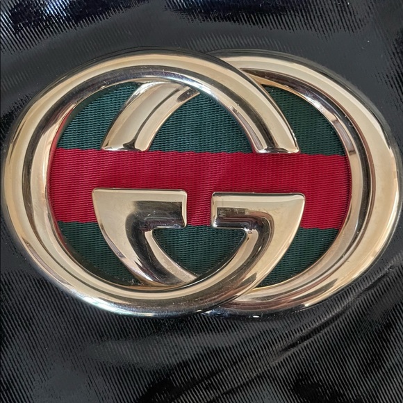 💯Auth GUCCI Tote/Crossbody Bag Shiny Leather Large Great Condition - Picture 7 of 12